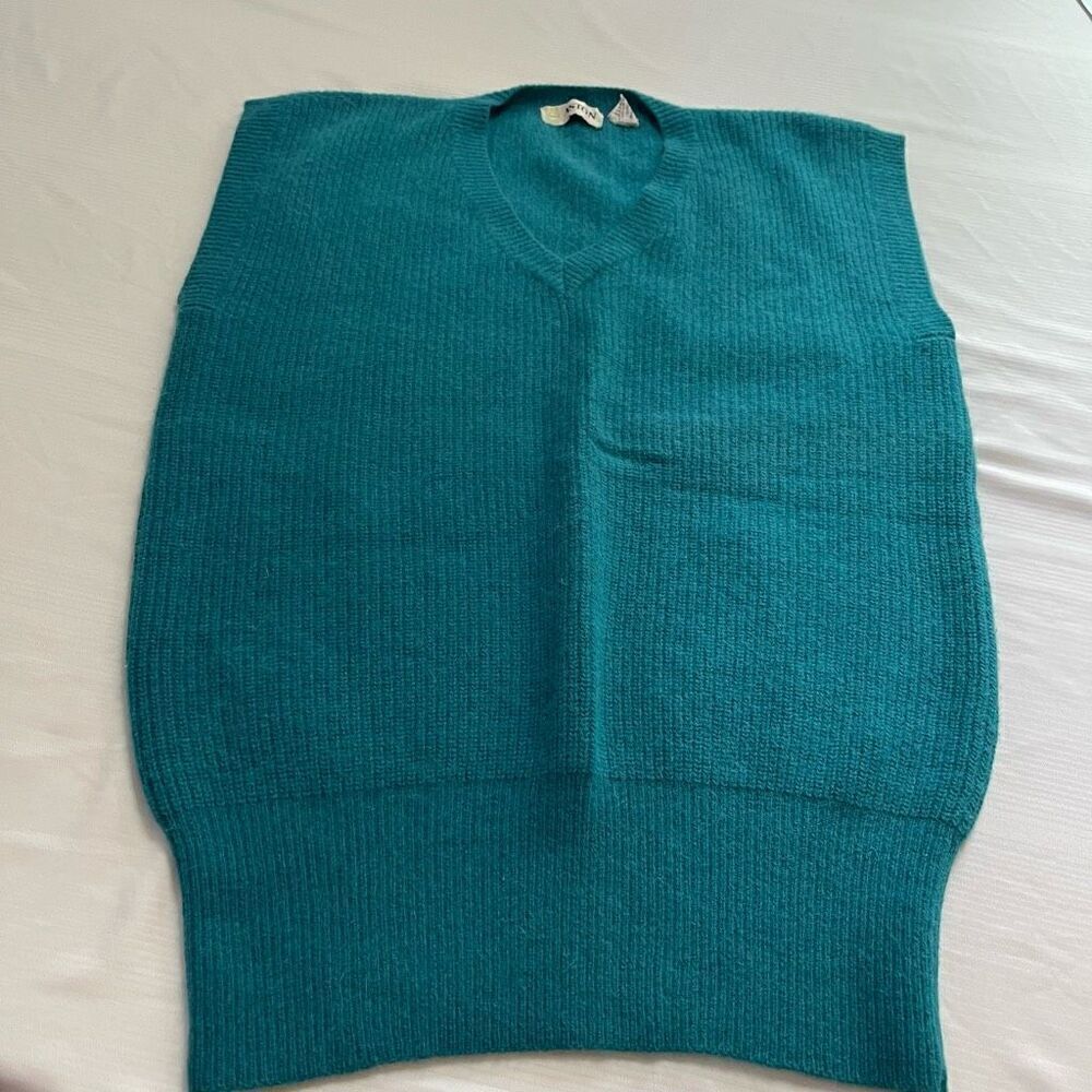 ASTON VTG Turquoise Lambswool Angora Vest Size Medium
